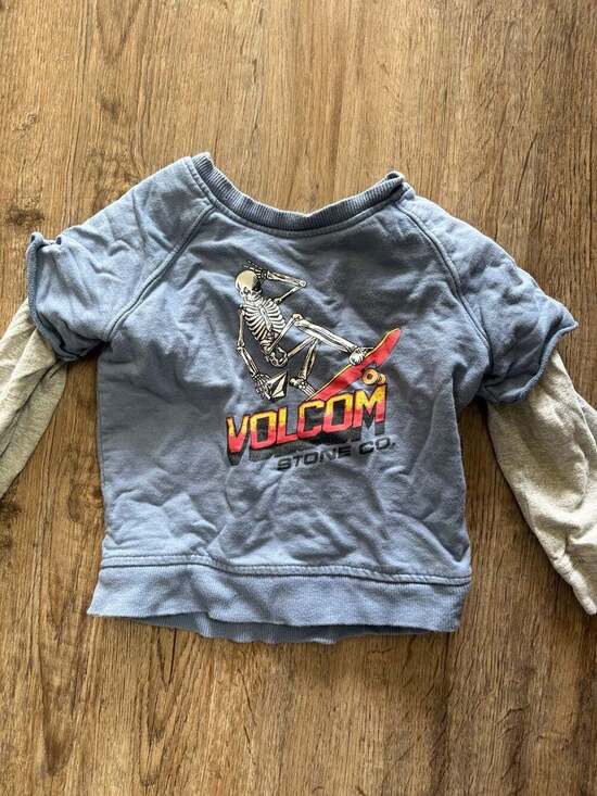 Volcom Other - Volcom Stone Co. Skeleton Skateboard Layered Long Sleeve Shirt 3T